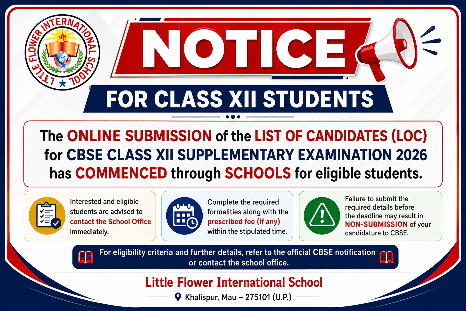CBSE Class XII Supplementary Examination 2026